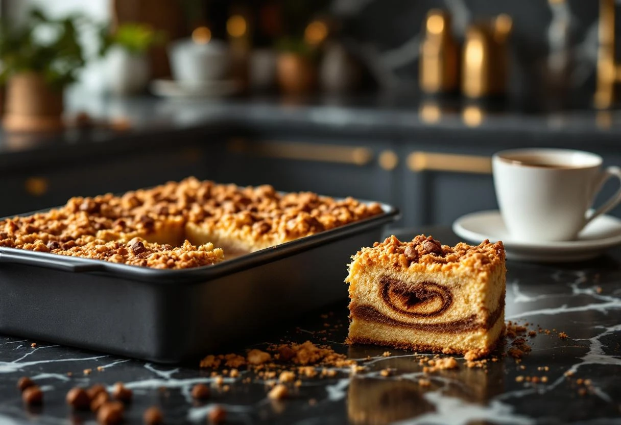 Coffee Cake with Cinnamon Swirl & Crumb Topping