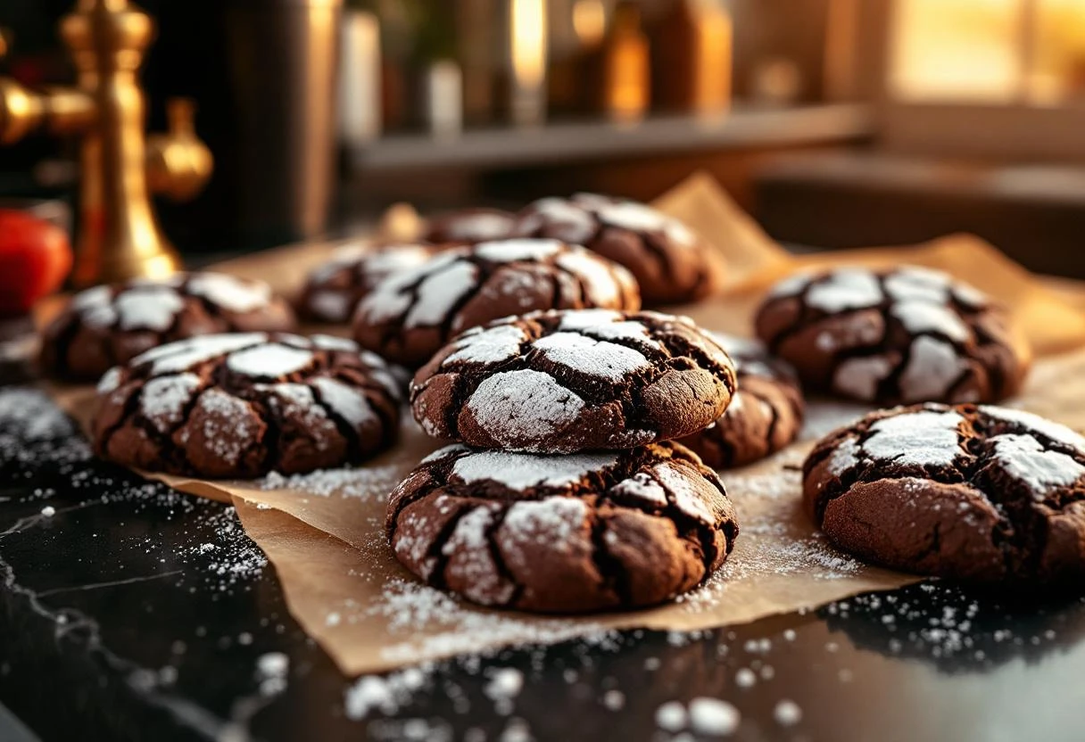 Double Chocolate Crinkle Cookies