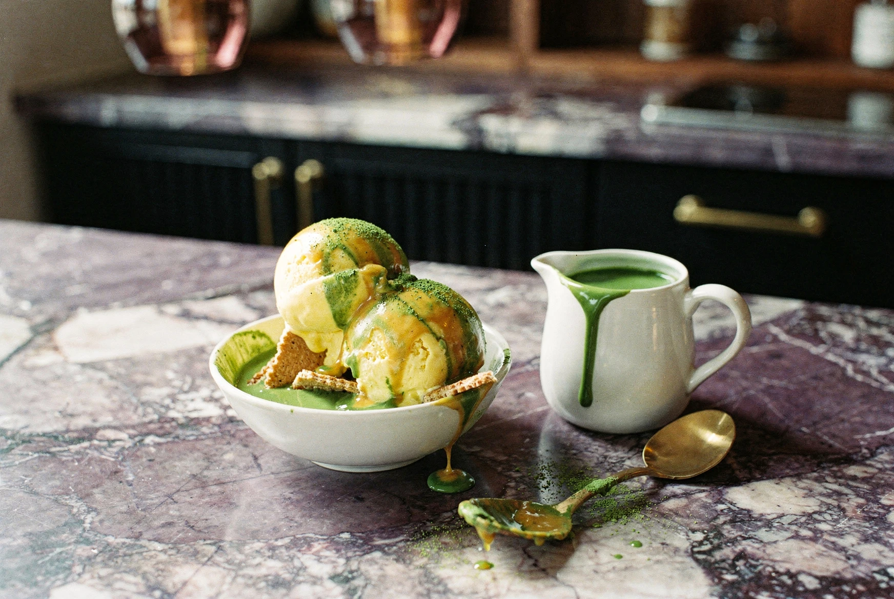 Trader Joe's Matcha Banana Pudding Affogato