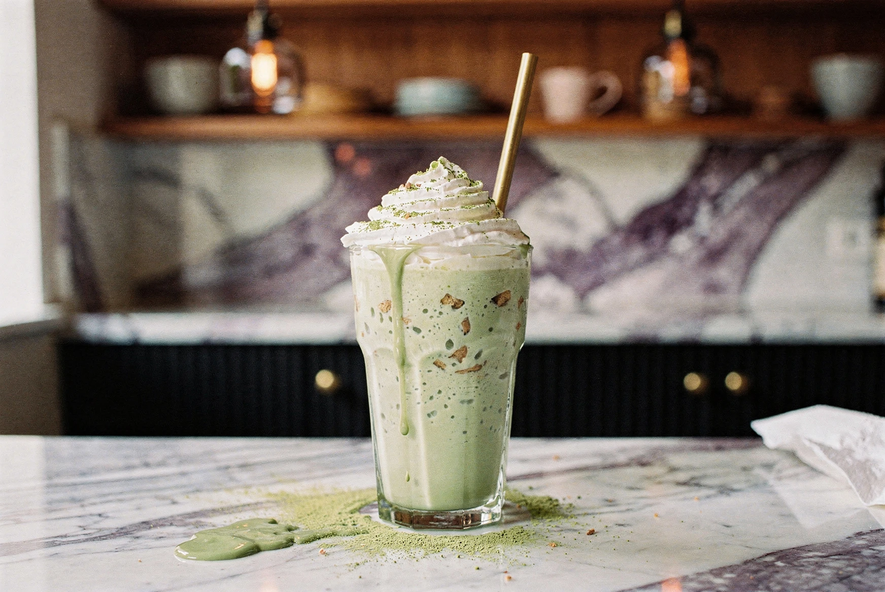 Trader Joe's Matcha Banana Pudding Ice Cream Milkshake